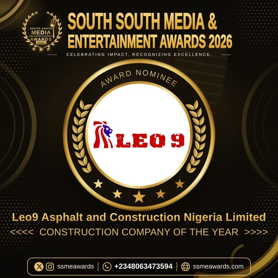 Official SSMEA 2026 nominee flier for Leo9 Asphalt and Construction Nigeria Limited
