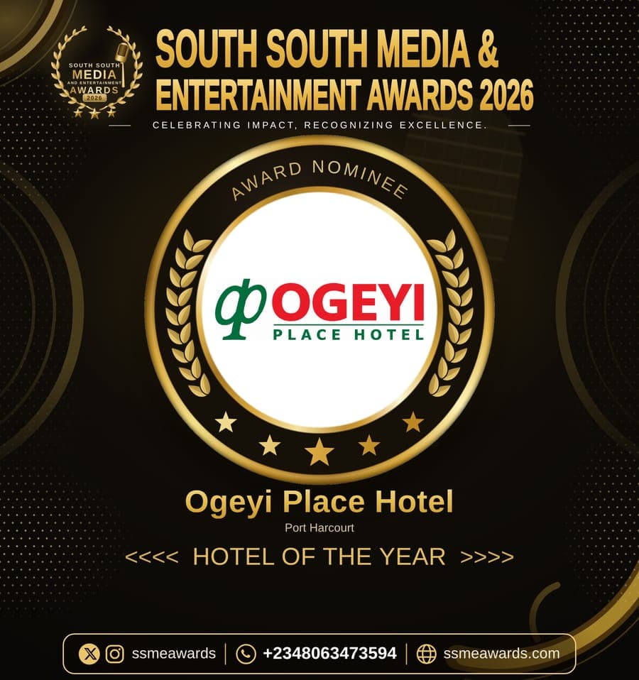 Official SSMEA 2026 nominee flier for Ogeyi Place Hotel, Port Harcourt
