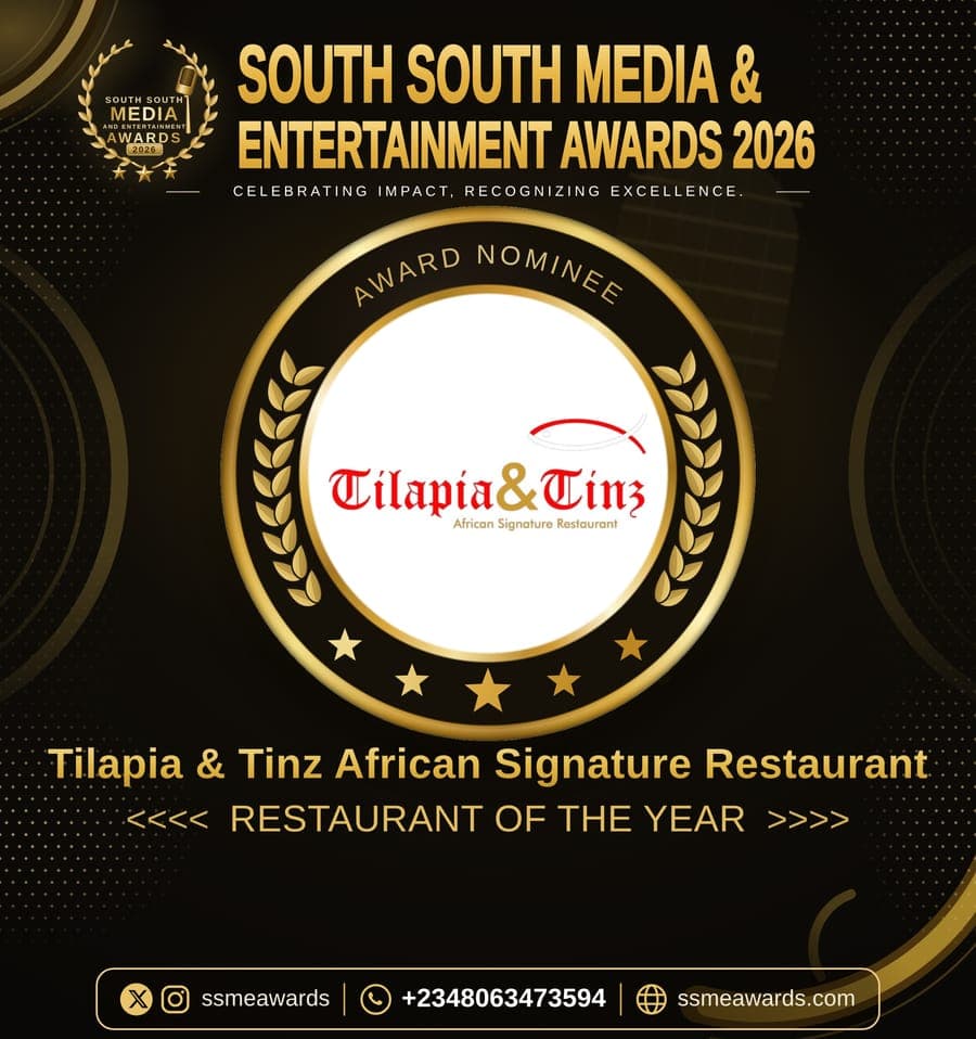 Official SSMEA 2026 nominee flier for Tilapia & Tinz African Signature Restaurant