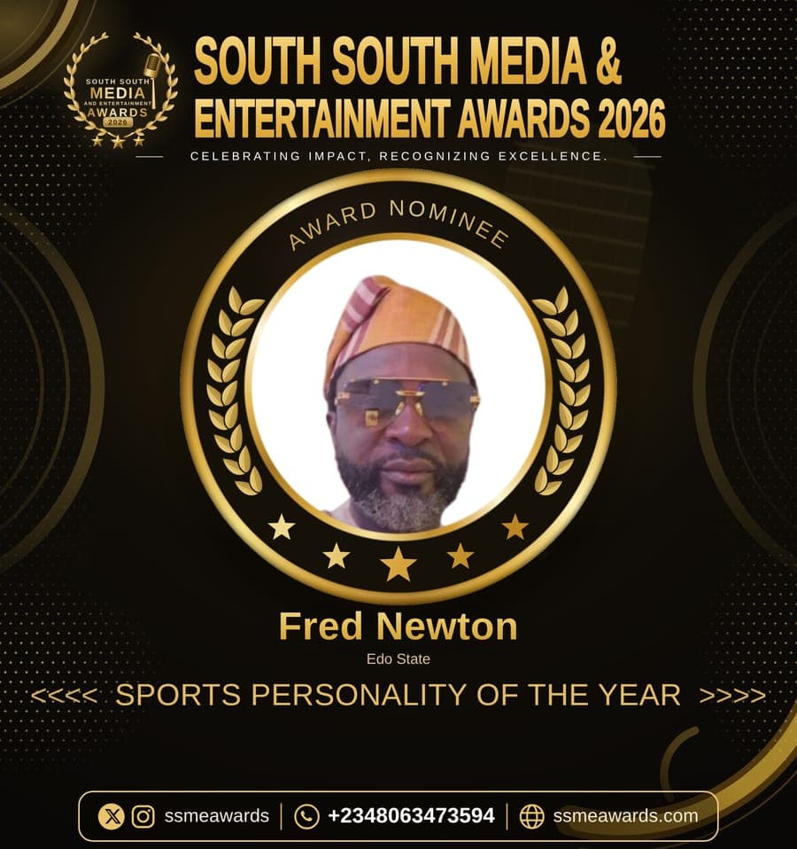 Official SSMEA 2026 nominee flier for Fred Newton, Edo State