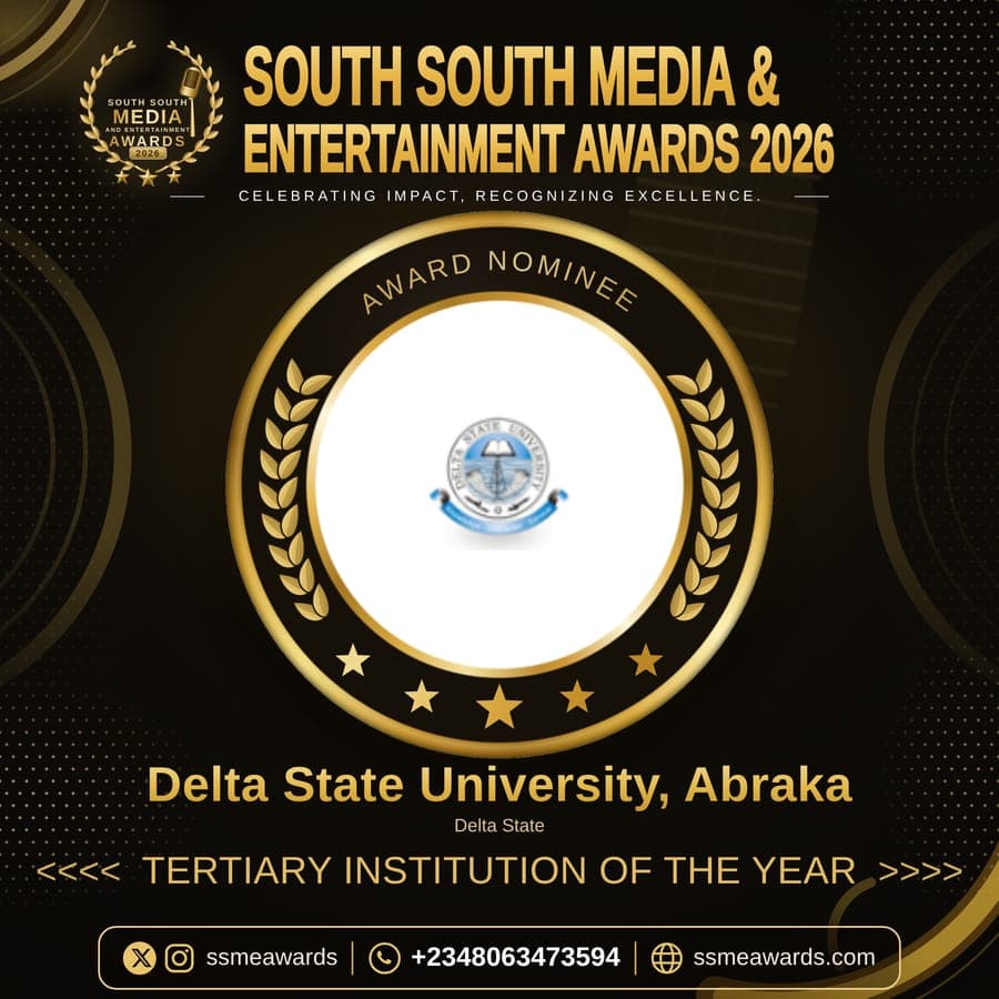 Official SSMEA 2026 nominee flier for Delta State University, Abraka, Delta State