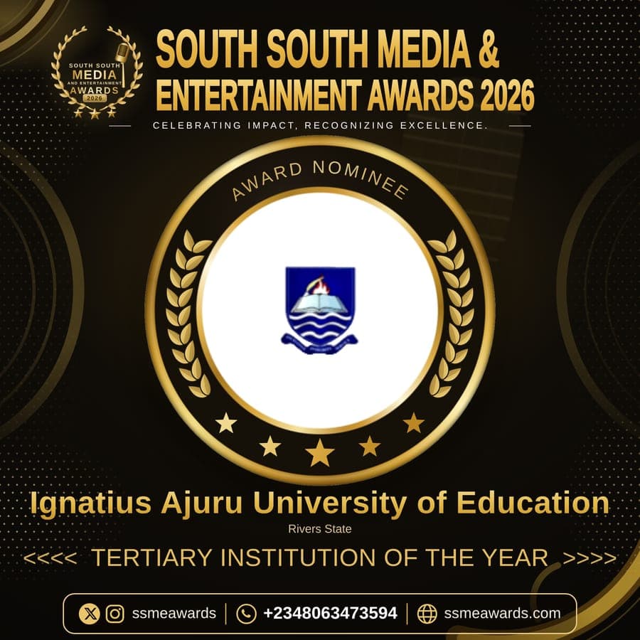 Official SSMEA 2026 nominee flier for Ignatius Ajuru University of Education, Rivers State