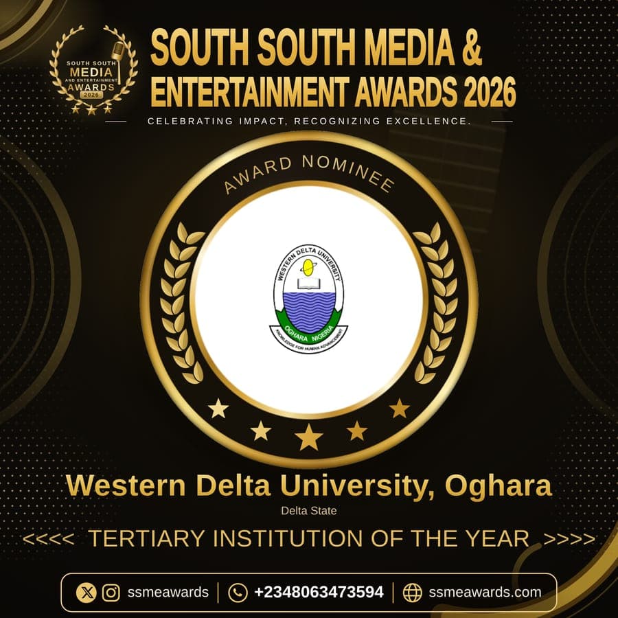 Official SSMEA 2026 nominee flier for Western Delta University, Oghara, Delta State