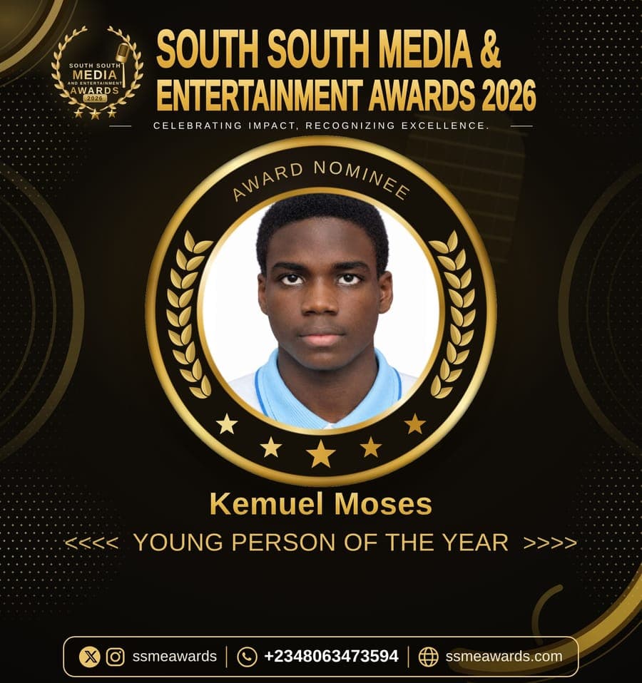 Official SSMEA 2026 nominee flier for Kemuel Moses, Obiye Academy, Port Harcourt