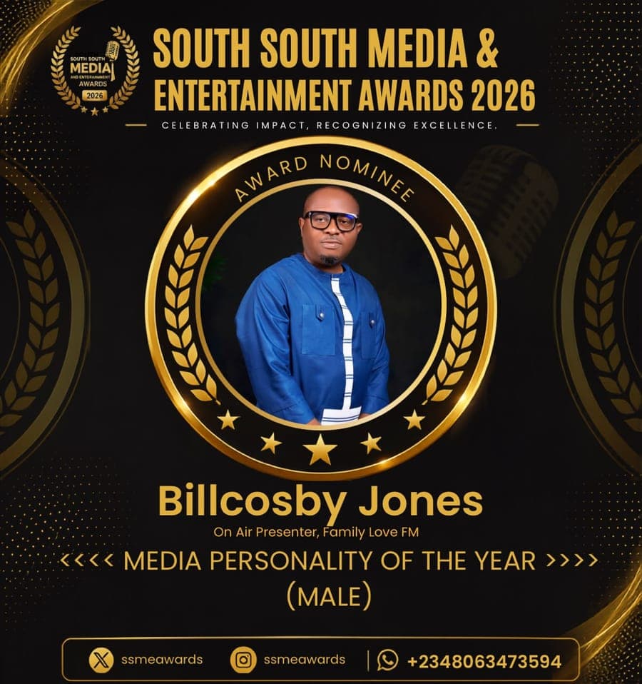 Official SSMEA 2026 nominee flier for Billcosby Jones, On Air Presenter, Family Love FM