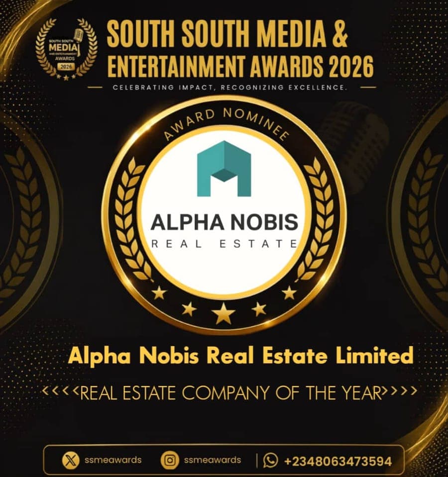 Official SSMEA 2026 nominee flier for Alpha Nobis Real Estate Limited