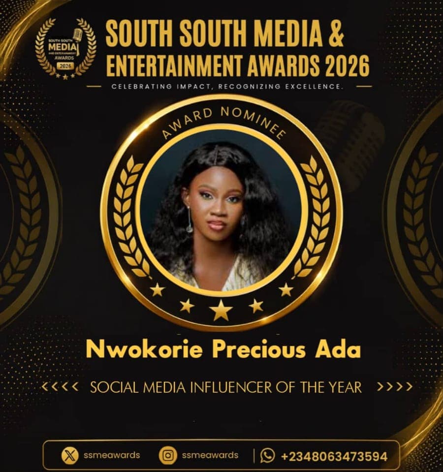 Official SSMEA 2026 nominee flier for Nwokorie Precious Ada