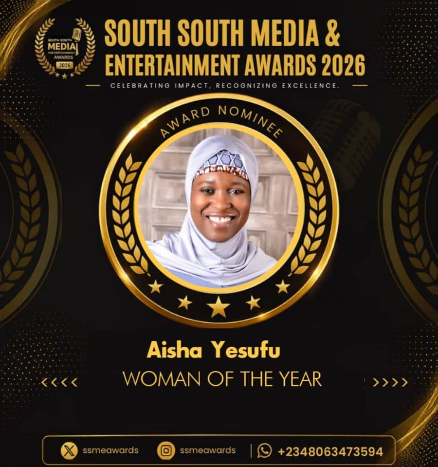 Official SSMEA 2026 nominee flier for Aisha Yesufu